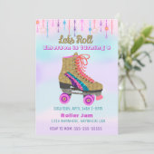 Roller-Skate, Skaten-Party, Roller Disco-Glitzer Einladung (Stehend Vorderseite)