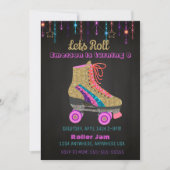 Roller-Skate, Skaten-Party, Roller Disco-Glitzer Einladung (Vorderseite)