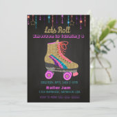 Roller-Skate, Skaten-Party, Roller Disco-Glitzer Einladung (Stehend Vorderseite)