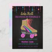 Roller-Skate, Skaten-Party, Roller Disco-Glitzer Einladung (Vorne/Hinten)