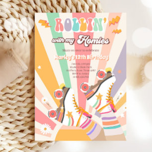 Roller Skate Skaten Retro Groovy Geburtstagsparty Einladung