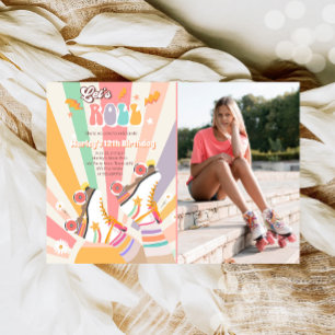 Roller Skate Skaten Retro Groovy Geburtstagsparty  Einladung