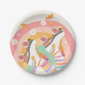 Roller Skate Skaten Retro Groovy Girl Birthday Pa Pappteller (Vorderseite)