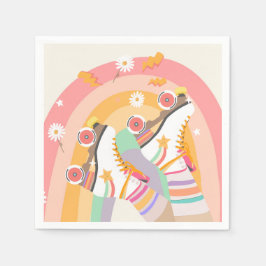 Roller Skate Skaten Retro Groovy Girl Geburtstag Serviette