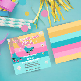 Roller Skate Skaten Retro Rainbow Birthday Party Einladung