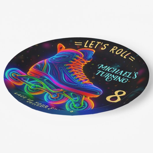 Roller-Skate, Turning 8 Ballon Pappteller (Schrägansicht)