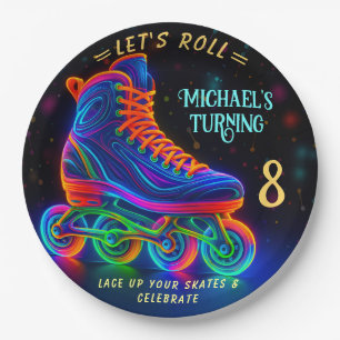 Roller-Skate, Turning 8 Ballon Pappteller