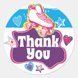 Roller Skate Vielen Dank Skaten Roller Rink Party Runder Aufkleber