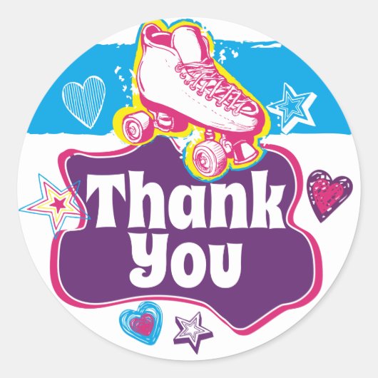 Roller Skate Vielen Dank Skaten Roller Rink Party Runder Aufkleber (Vorderseite)