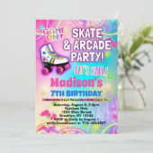 Roller Skaten & Arcade Party Geburtstag Einladung (Stehend Vorderseite)