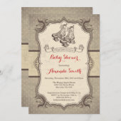 Roller Skaten Baby Dusche Einladung Vintag (Vorne/Hinten)