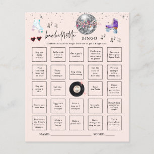 Roller Skaten Bachelorette Bingo Party Game Card
