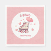Roller Skaten Balloons Glitzer Girl's Birthday Serviette (Vorderseite)