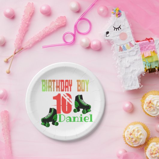 Roller Skaten Birthday Boy Family Matching  Pappteller (Party)