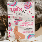 Roller Skaten Birthday Einladung Groovy Rainbow