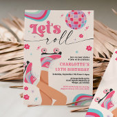 Roller Skaten Birthday Einladung Groovy Rainbow