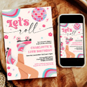 Roller Skaten Birthday Einladung Groovy Rainbow