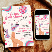 Roller Skaten Birthday Einladung Retro Rainbow