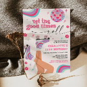 Roller Skaten Birthday Einladung Retro Rainbow