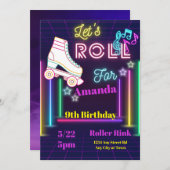 Roller Skaten Birthday Einladung, Skate Party Einladung (Vorne/Hinten)