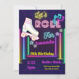 Roller Skaten Birthday Einladung, Skate Party Einladung