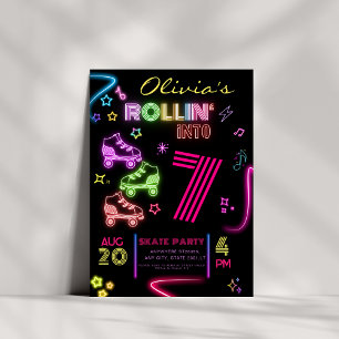 Roller Skaten Birthday Glow Party Einladung