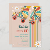 Roller Skaten Birthday Groovy Hippy Einladung (Vorne/Hinten)