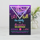 Roller Skaten Birthday Neon Skaten Einladung (Stehend Vorderseite)