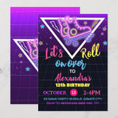 Roller Skaten Birthday Neon Skaten Einladung (Vorne/Hinten)