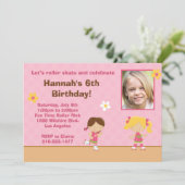 Roller Skaten Birthday Party Einladung (Stehend Vorderseite)
