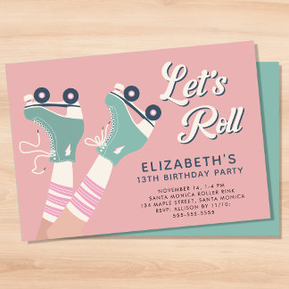 Roller Skaten Birthday Party Einladung