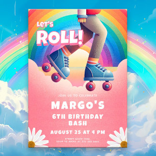 Roller Skaten Birthday Party Einladung