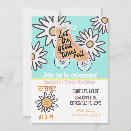 Roller Skaten Birthday Party Einladung (Vorderseite)