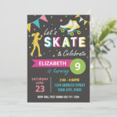 Roller Skaten Birthday Party Einladung in Black (Stehend Vorderseite)