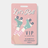 Roller Skaten Birthday Party Einladung VIP Ausweis (Vorderseite)