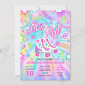 Roller Skaten Birthday Party Gefärbte Krawatte Glo Einladung (Vorderseite)