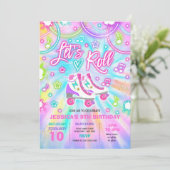 Roller Skaten Birthday Party Gefärbte Krawatte Glo Einladung (Stehend Vorderseite)