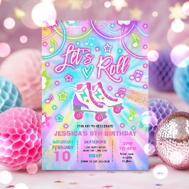 Roller Skaten Birthday Party Gefärbte Krawatte Glo Einladung