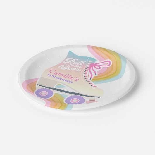 Roller Skaten Birthday Party Pappteller (Schrägansicht)