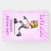 Roller Skaten Birthday Party Pink Banner (Horizontal)