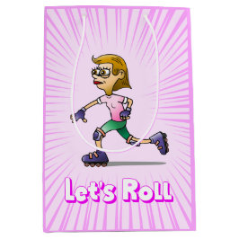 Roller Skaten Birthday Party Pink Mittlere Geschenktüte