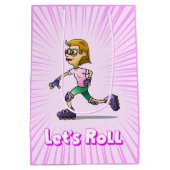 Roller Skaten Birthday Party Pink Mittlere Geschenktüte (Rückseite)
