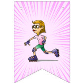 Roller Skaten Birthday Party Pink Wimpelkette (Erste Fahne)