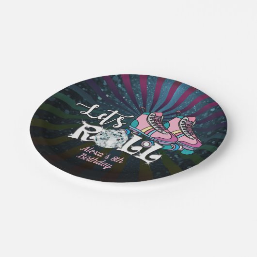 Roller Skaten Birthday Party Plate - Custom Pappteller (Schrägansicht)