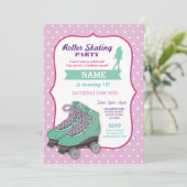 Roller Skaten Birthday Party Roller Skate Einladun Einladung (Stehend Vorderseite)