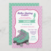 Roller Skaten Birthday Party Roller Skate Einladun Einladung (Vorne/Hinten)