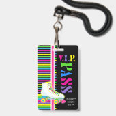 Roller Skaten Birthday Party VIP Pass Glow Party Ausweis (Vorderseite mit Lanyard)
