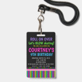 Roller Skaten Birthday Party VIP Pass Glow Party Ausweis (Rückseite mit Lanyard)