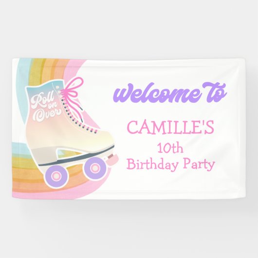 Roller Skaten Birthday Party Willkommen Banner (Horizontal)