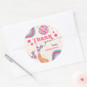 Roller Skaten Birthday Retro Rainbow Runder Aufkleber (Umschlag)